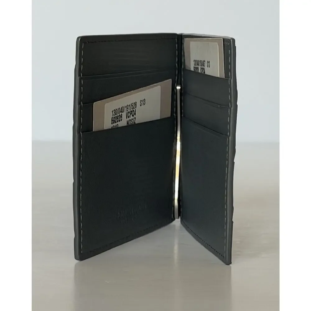 Bottega Intrecciato Veneta Leather Gray Wallet with Money Clip 592626 NWT $600